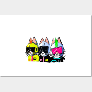 Three kittens at a Daft Punk concert Posters and Art